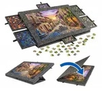 Relaxdays Puzzlebrett Filz 6 Schubladen Anthrazit