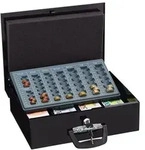 Relaxdays Geldkassette mit Euro-M&uuml;nzz&auml;hlbrett Schwarz,Silber