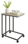 Relaxdays Beistelltisch mit Rollen C-Form Schwarz,Grau