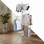Relaxdays W&auml;schest&auml;nder f&uuml;r Kleiderb&uuml;gel Wei&szlig;,Silber