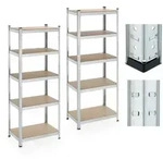 Relaxdays Schwerlastregal 2er Set Hellbraun,Silber