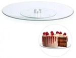 Relaxdays 10 x Drehbare Tortenplatte Glas Silber,Transparent