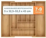 Relaxdays Ausziehbarer Besteckkasten aus Bambus Hellbraun