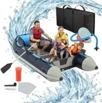 Relaxdays Schlauchboot 3,20 M f&uuml;r 4 Personen Wei&szlig;,Dunkelblau,Hellblau