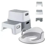 Relaxdays Kindertoilettensitz mit Tritthocker Wei&szlig;,Grau