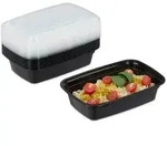 Relaxdays 10er Set Meal Prep Boxen 1 Fach Schwarz,Transparent
