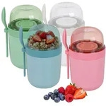 Relaxdays M&uuml;slibecher to go 4er Set Blau,Gr&uuml;n,Pink