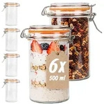 Relaxdays Einmachgl&auml;ser 6er Set 500 ml Orange,Transparent