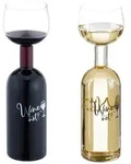 Relaxdays Weinflasche mit Glas 750 ml Schwarz,Silber,Transparent
