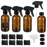 Relaxdays Spr&uuml;hflasche Braunglas 4er Set Braun,Schwarz