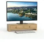 Relaxdays Monitorst&auml;nder mit 2 Schubladen Beige,Braun,Hellbraun
