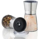 Relaxdays Pfefferm&uuml;hle Glas Design 2er Set Silber,Transparent