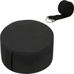 Relaxdays Meditationskissen Set mit Yogagurt Schwarz