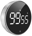 Relaxdays Digitaler K&uuml;chentimer mit LED-Ziffern Schwarz,Silber