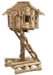Relaxdays Vogelhaus stehend zur Dekoration Hellbraun