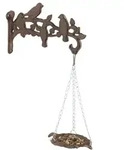 Relaxdays Vogeltr&auml;nke Gusseisen Wand Braun,Silber
