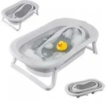 Relaxdays Faltbare Babybadewanne mit Einsatz Wei&szlig;,Grau