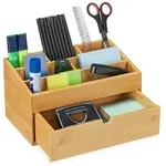 Relaxdays Schreibtisch Organizer Bambus Hellbraun