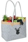 Relaxdays Filztasche mit Hirschmotiv Anthrazit,Hellbraun,Grau
