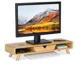 Relaxdays Monitorst&auml;nder mit Schublade Hellbraun
