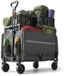 Relaxdays Faltbarer Bollerwagen mit Heckklappe Schwarz,Grau