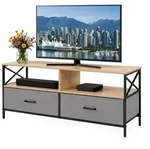 Relaxdays TV Lowboard mit Stauraum Beige,Schwarz,Grau