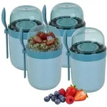 Relaxdays M&uuml;slibecher to go 4er Set Blau