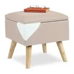 Relaxdays Hocker mit Stauraum Beige,Hellbraun