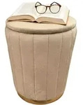 Relaxdays Hocker aus Samt mit Stauraum Gold,Hellbraun