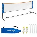Relaxdays H&ouml;henverstellbares Badminton Netz Blau,Orange,Schwarz