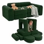 Relaxdays 10-tlg. Kinder Spielsofa modular Dunkelgr&uuml;n