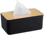 Relaxdays Taschentuchbox Bambusdeckel Hellbraun,Schwarz