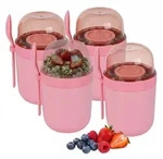 Relaxdays M&uuml;slibecher to go 4er Set Pink