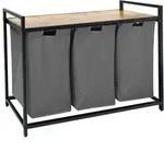 Relaxdays W&auml;schesammler 3 F&auml;cher mit Ablage Braun,Schwarz,Grau