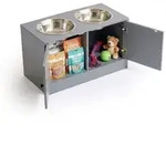 Relaxdays Erh&ouml;hte Futterstation f&uuml;r Hunde Schwarz,Silber,Grau