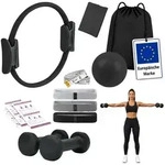 Relaxdays 11-teiliges Pilates Set Schwarz,Grau