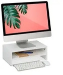 Relaxdays Monitorst&auml;nder mit Fach Wei&szlig;