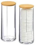 Relaxdays Wattepads Aufbewahrung 2er Set Hellbraun,Transparent