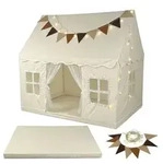 Relaxdays Spielzelt mit Lichterkette Beige,Braun