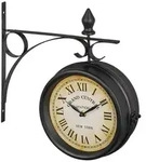 Relaxdays Doppelseitige Bahnhofsuhr in Schwarz Beige,Schwarz