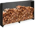 Relaxdays Kaminholzregal mit Abdeckung Schwarz