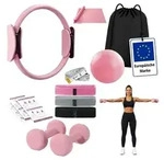 Relaxdays 11-teiliges Pilates Set Grau,Rosa,Schwarz