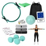 Relaxdays 11-teiliges Pilates Set Gr&uuml;n,Schwarz,T&uuml;rkis
