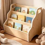 Relaxdays Tragbares Kinder-B&uuml;cherregal Tisch Hellbraun