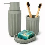 Relaxdays Bad Accessoires 3-teilig Grau