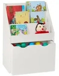 Relaxdays B&uuml;cherregal Kinder mit Spielzeugkiste Wei&szlig;