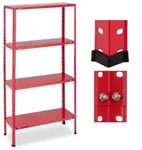 Relaxdays Rotes Schwerlastregal mit 4 Ebenen Rot