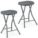 Relaxdays Rattan Klapphocker 2er Set Grau