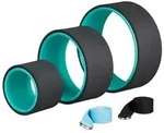 Relaxdays Yogarad 3er Set mit 2 Yogagurten Hellblau,Schwarz,T&uuml;rkis