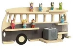 Relaxdays Toniebox Regal Bus Grau,Hellbraun